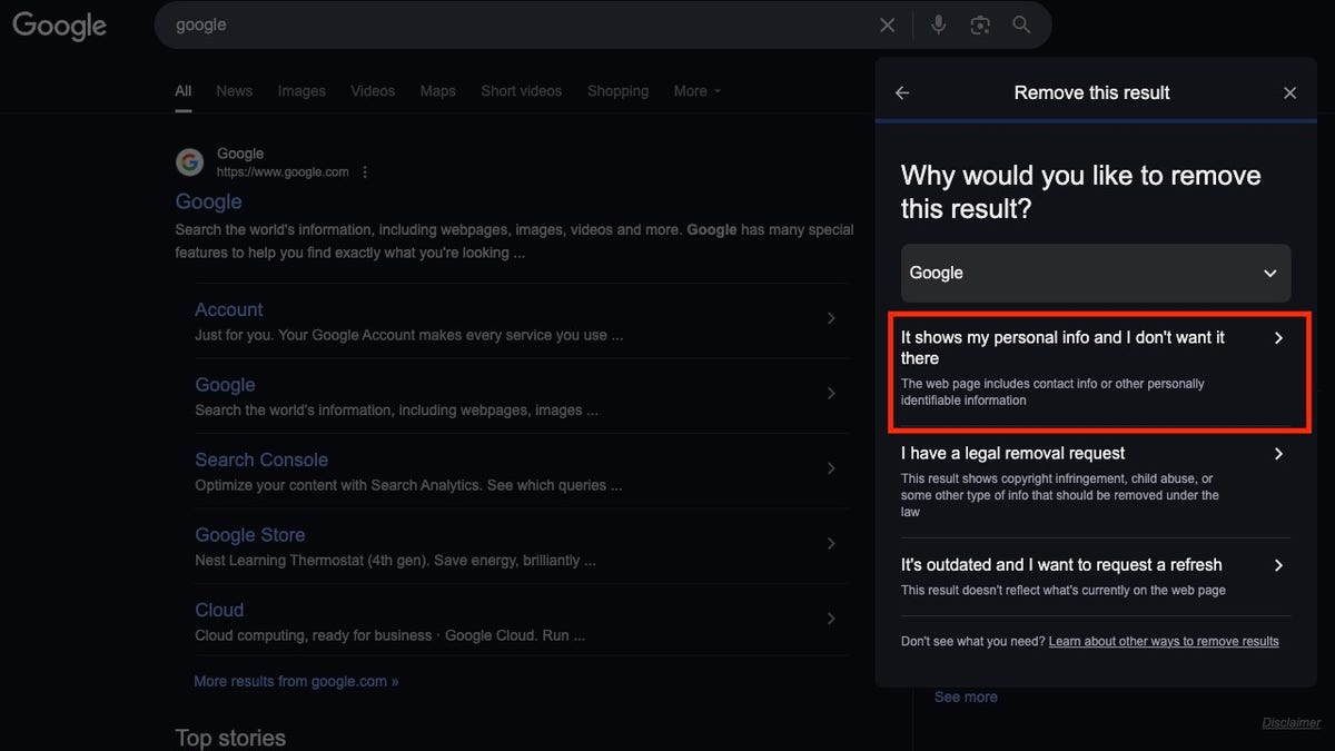The new Google tool facilitates the removal of personal information