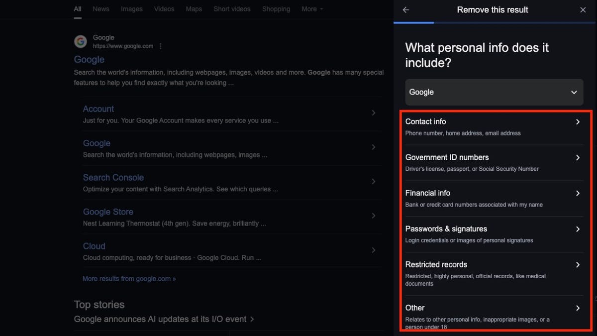 The new Google tool facilitates the removal of personal information