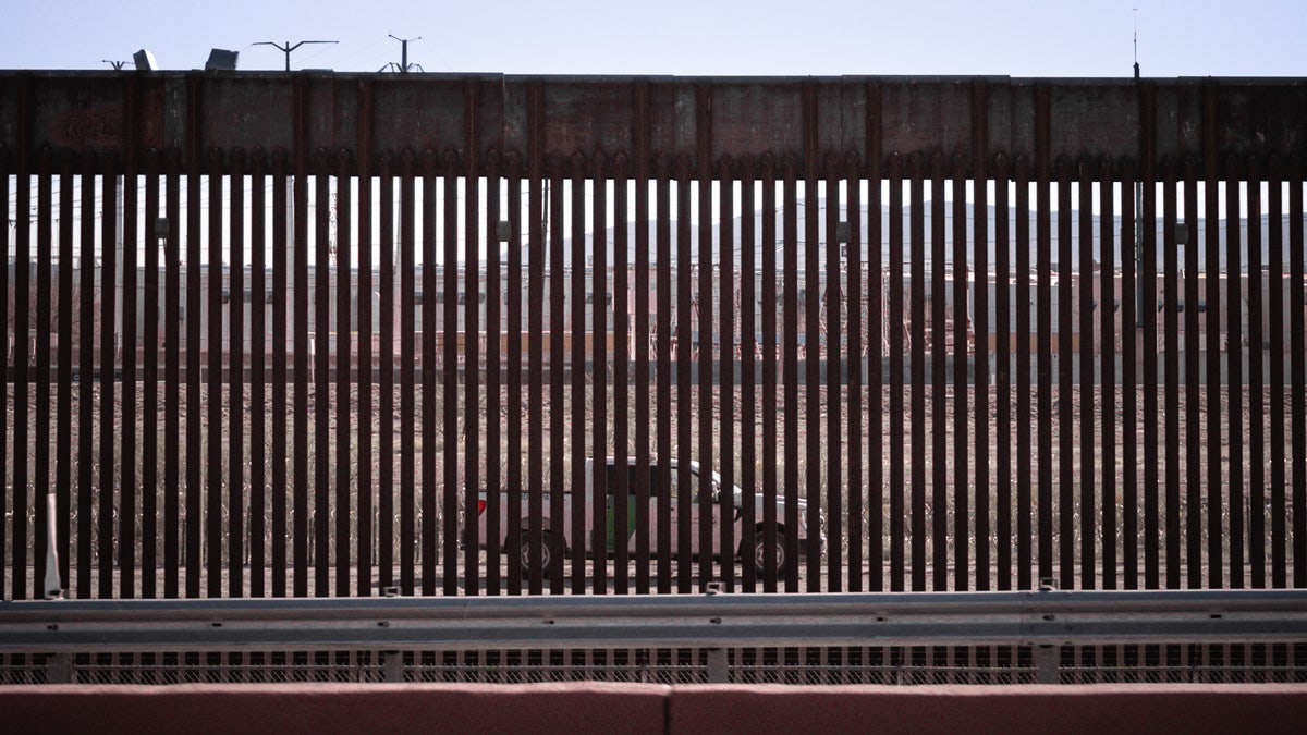 Truck seen through edge walls