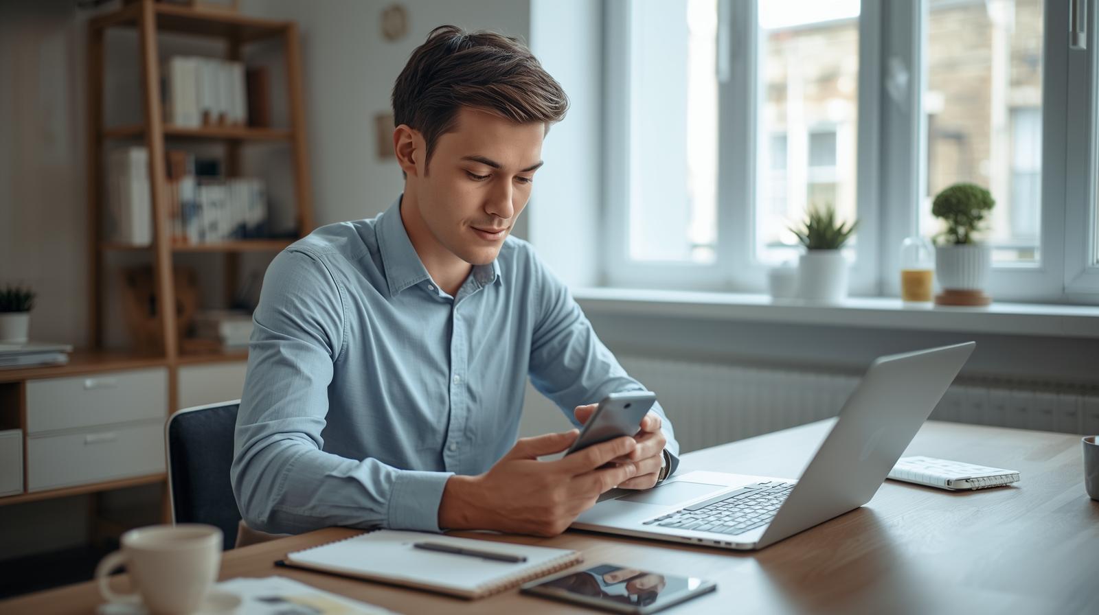 Pessoa organizando o planejamento financeiro pessoal usando ferramentas digitais em casa