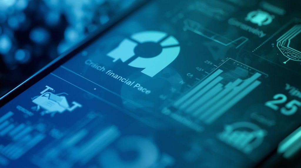 Pessoa analisando finanças em aplicativo de controle financeiro no celular.