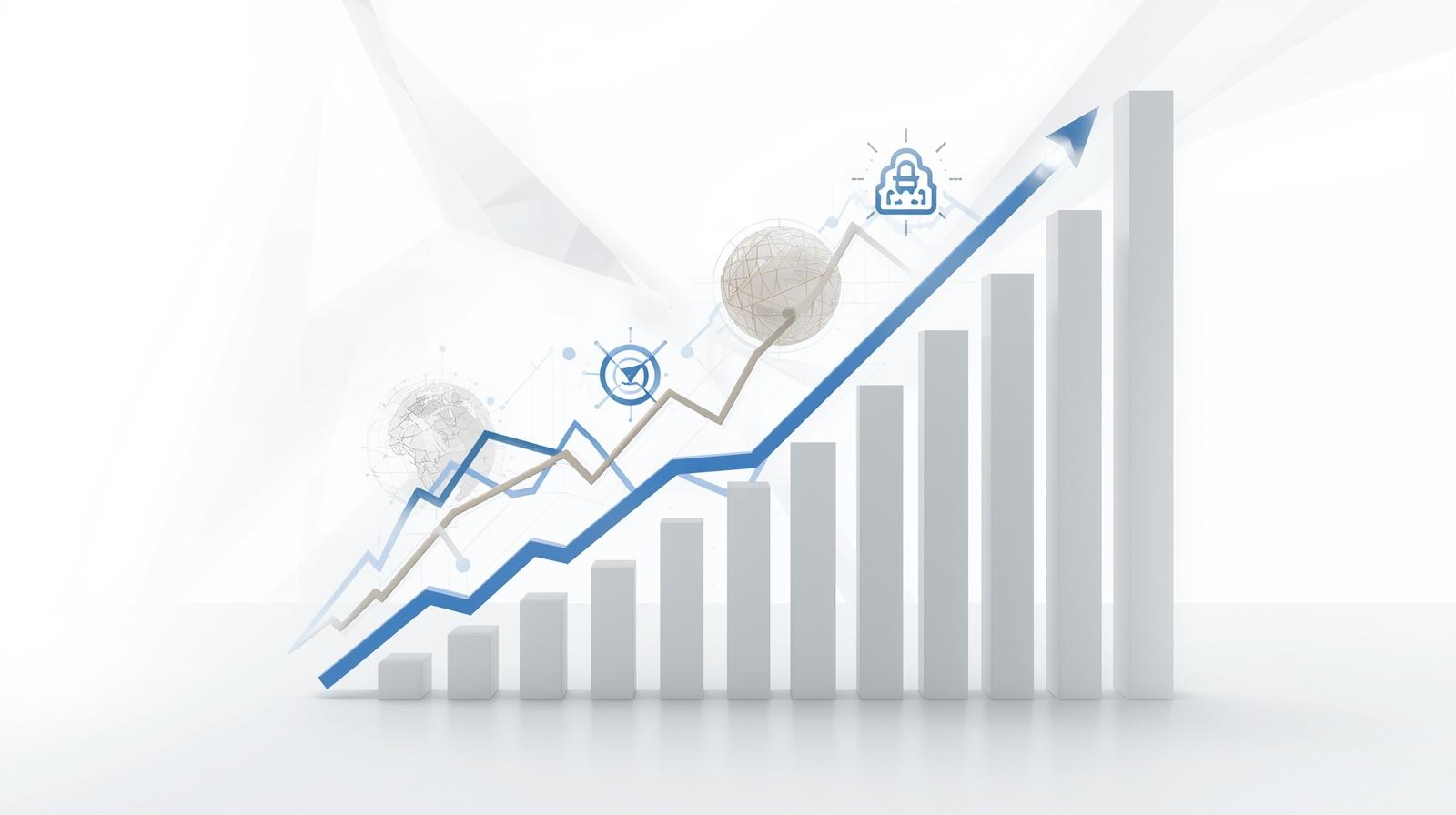 Gráfico representando o desempenho das principais ações de 2025, com destaque para empresas de tecnologia, dados e infraestrutura digital.