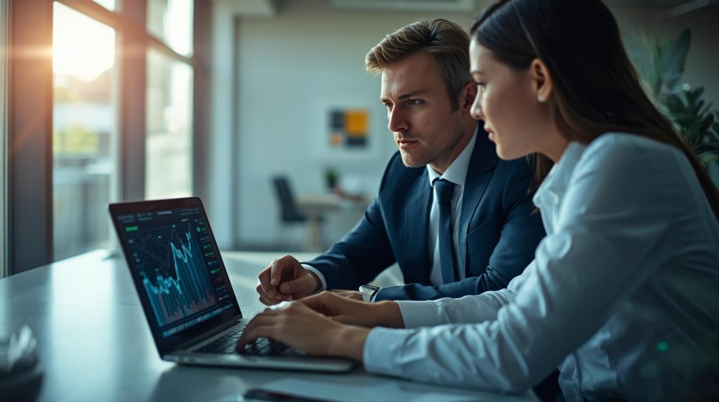 Gráfico mostrando as principais ações do mercado brasileiro em destaque, com indicadores de crescimento e análise financeira.