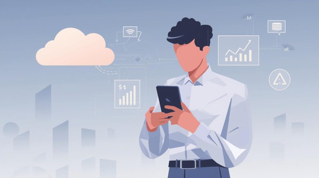 Pessoa analisando finanças em aplicativo de controle financeiro no celular.