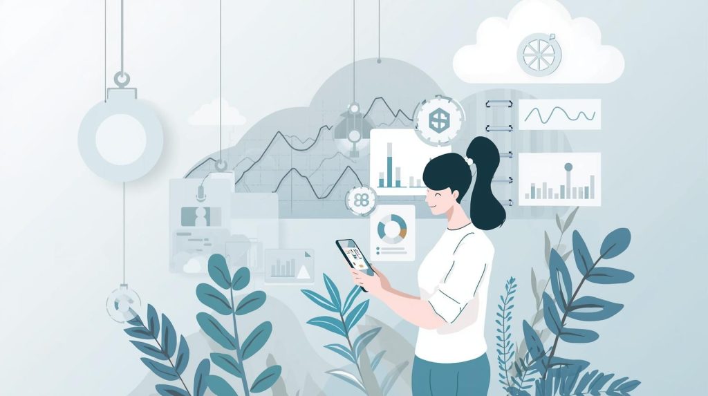 Pessoa utilizando aplicativo de controle financeiro no celular para organizar gastos e planejamento financeiro pessoal