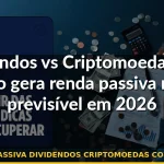 renda passiva dividendos criptomoedas comparativo — Guia completo 2026