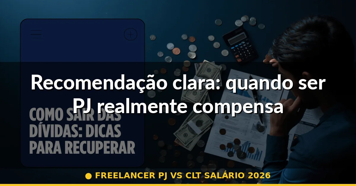 Recomendação clara: quando ser PJ realmente compensa — freelancer pj vs clt salário 2026