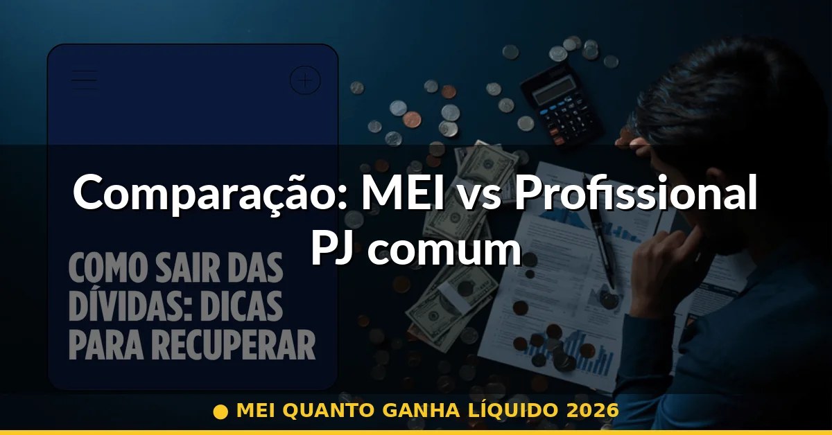 Comparação: MEI vs Profissional PJ comum — mei quanto ganha líquido 2026