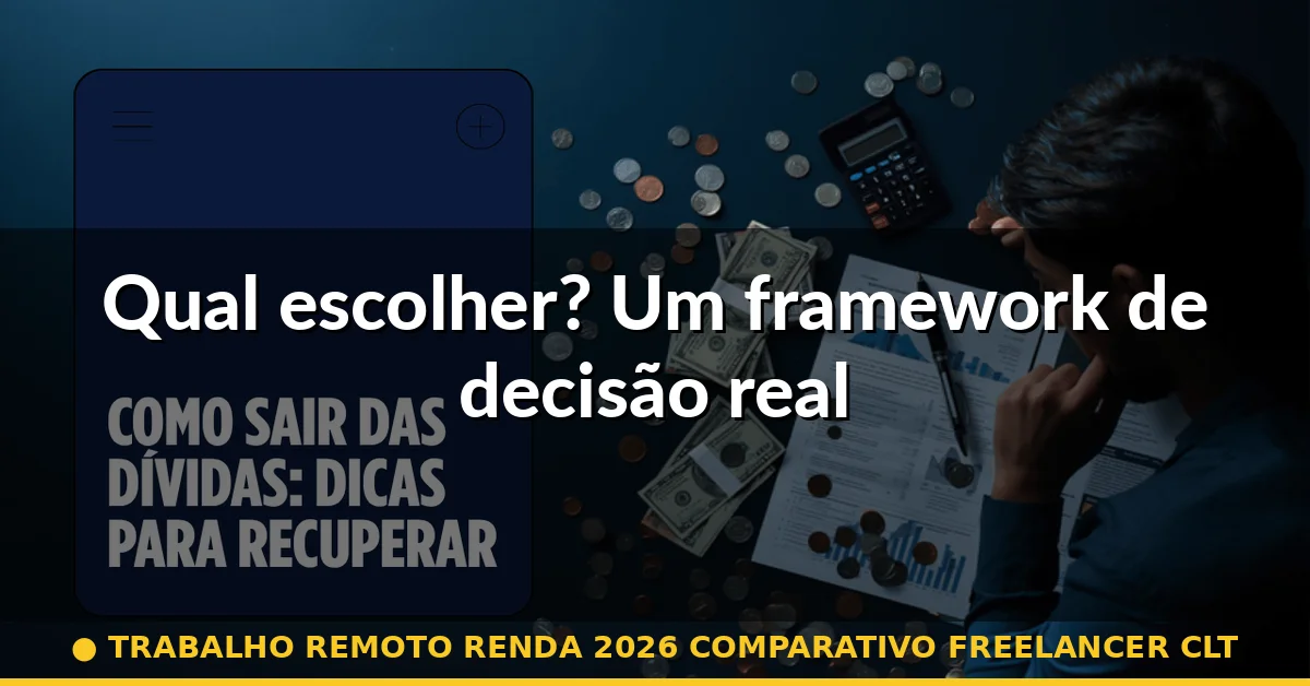 Qual escolher? Um framework de decisão real — trabalho remoto renda 2026 comparativo freelancer clt
