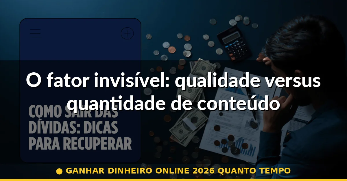 O fator invisível: qualidade versus quantidade de conteúdo — ganhar dinheiro online 2026 quanto tempo