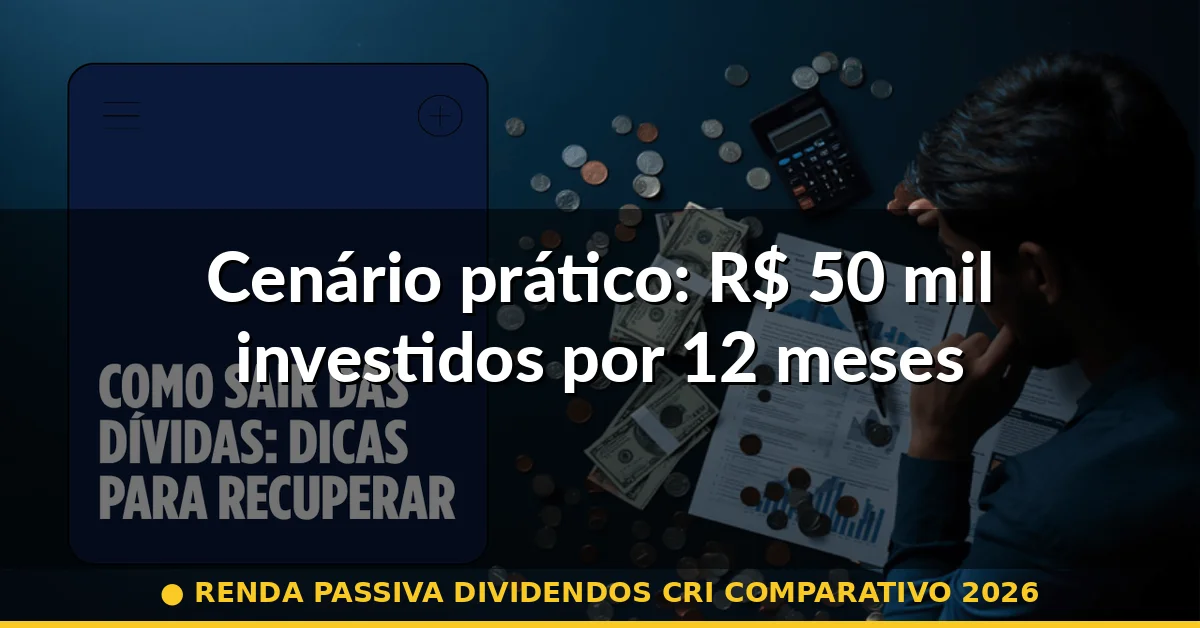 Cenário prático: R$ 50 mil investidos por 12 meses — renda passiva dividendos cri comparativo 2026