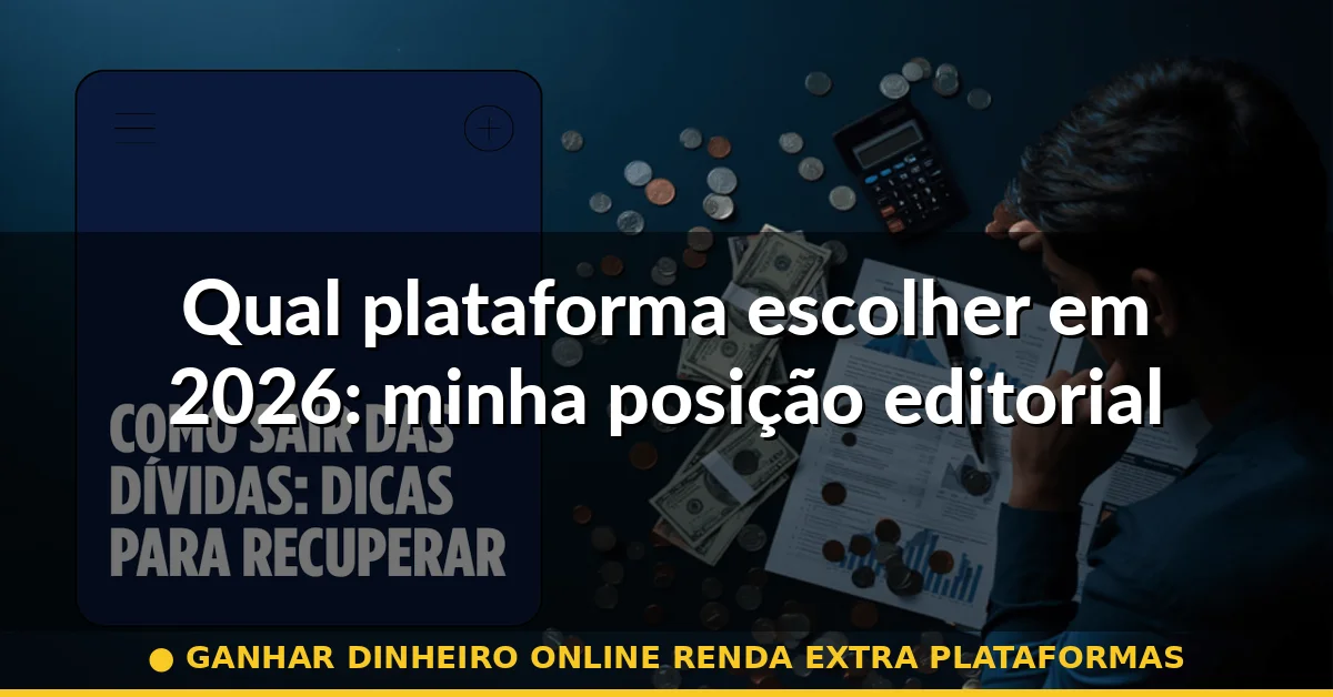 Qual plataforma escolher em 2026: minha posição editorial — ganhar dinheiro online renda extra plataformas