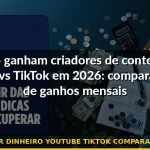 ganhar dinheiro youtube tiktok comparação 2026 — Guia completo 2026