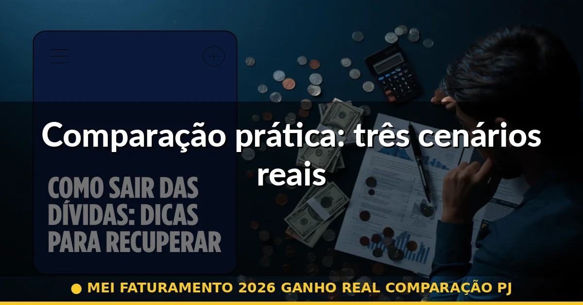 Comparação prática: três cenários reais — mei faturamento 2026 ganho real comparação pj