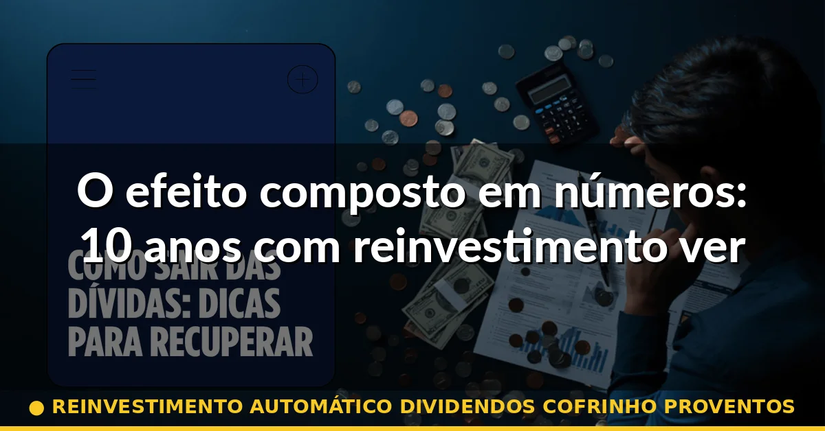 O efeito composto em números: 10 anos com reinvestimento versus saques — reinvestimento automático dividendos cofrinho proventos