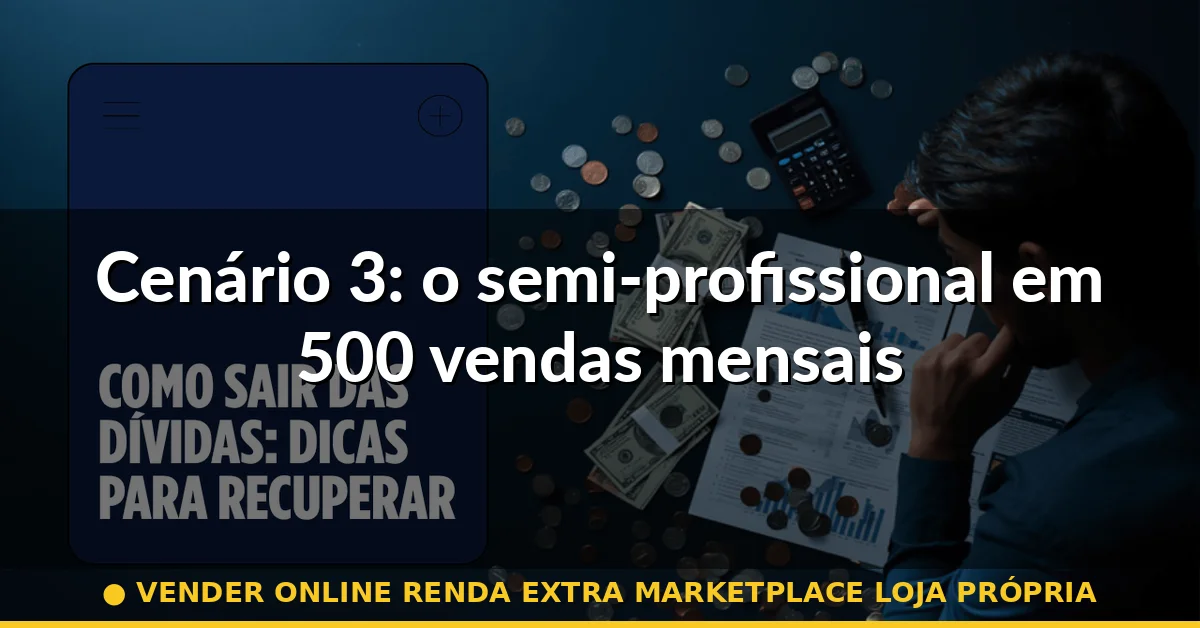 Cenário 3: o semi-profissional em 500 vendas mensais — vender online renda extra marketplace loja própria